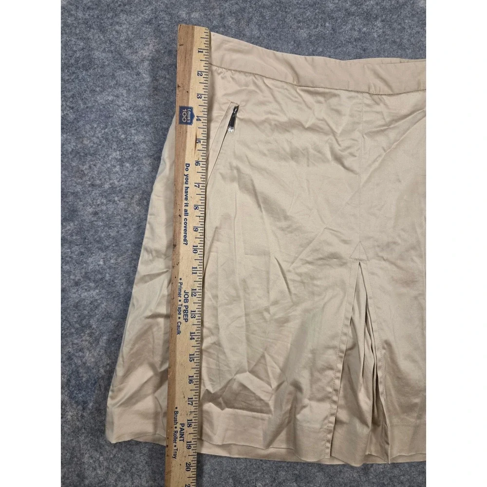 Vintage Ralph Lauren Golf Women 12 Khaki Tan Cotton Skort Zipper Pockets Skirt